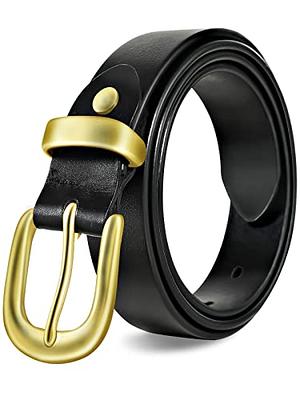 VONMELLI 2 Pack Women's Leather Belts for Jeans Pants Fashion Gold Buckle  Ladies Belt Black Brown S at  Women's Clothing store