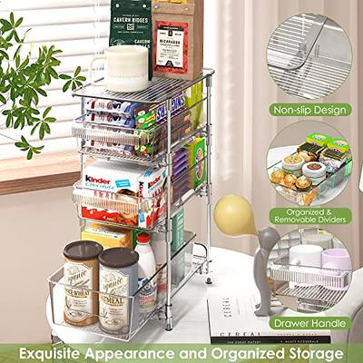 2 Tier Clear Organizer with Dividers for Cabinet / Counter, MultiUse Slide-Out  Storage Container - Kitchen, Pantry, Medicine Cabinet Storage Bins -  Bathroom, Vanity Makeup, Under Sink Organizing Tray
