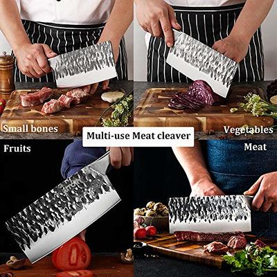 Handmade Cleaver Knife Forged Stainless Steel Bone Chopper Chef Butcher  Slicing