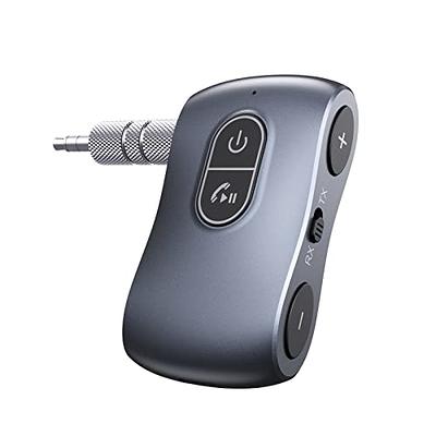 Bluetooth 5.3 AUX Adapter [Multifunction Button& Battery Life Display]  Noise Cancelling Music Receiver for Car/Home Stereo/Wired  Headphones/Hands-Free