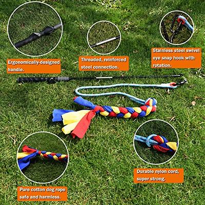 AmaCielo Flirt Pole for Dogs, Interactive Toys Tug-of-war for Dogs, Durable  Teaser Wand, Chase Toys with Rope Chewing Sticks, for Outdoor Exercise 