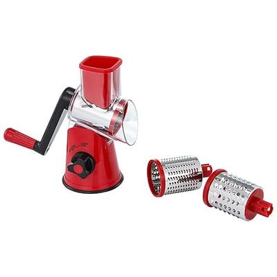 Ourokhome Rotary Cheese Grater Shredder- 3 Drum Bladea Manual Slicer Nut  Grinder