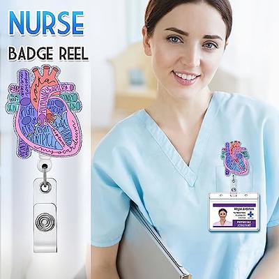 ANDGING Scrub Life Nurse Badge Reel Glitter Purple Badge Reels