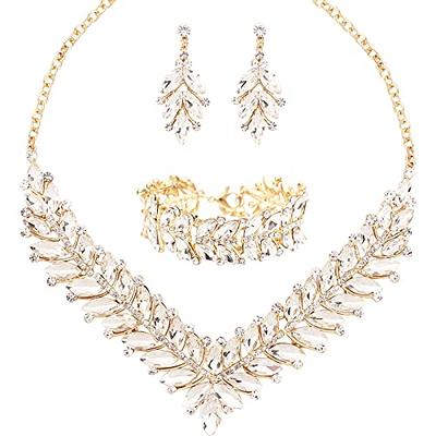 Unicra Silver Bride Wedding Jewelry Sets Crystal Bridal Necklace Earrings  Set Rhinestone Costume Jewelry Set Prom Choker Necklace for Women and Girls  - Yahoo Shopping