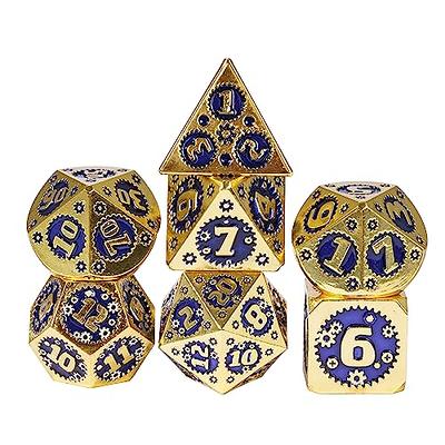 Polyhedral DND Dice Sets, 7-Die Solid Metallic Polyhedral D&D Dice