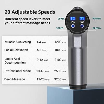 Massage Gun, Portable Deep Tissue Percussion Massager with 20 Adjustable  Speeds