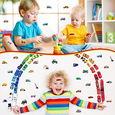 JOYIN 4 Pcs 7 Long Vehicle Toy Set, Toddlers Cars with Lights and