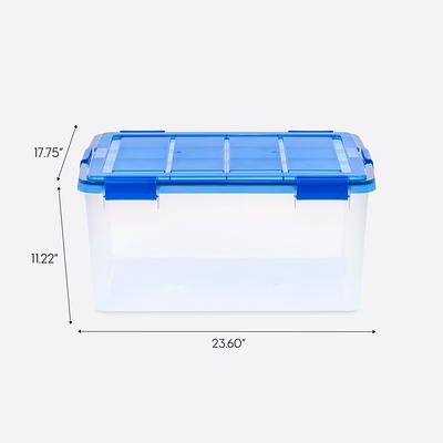 Homz 64 qt Secure Latching Large Clear Plastic Storage Bin w/ Gray Lid (4 Pack)