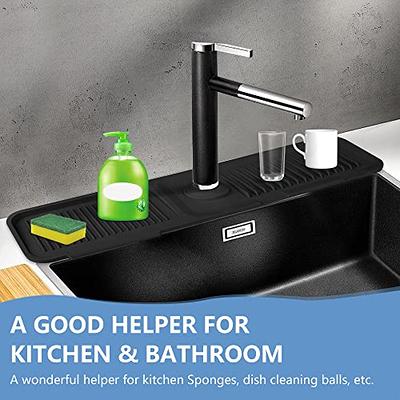 Sink Splash Guard Kitchen Gadgets Silicone Faucet Handle Drip Catcher Tray  Mat Sink Protectors Dish Soap Sponge Holder for Kitchen Bathroom