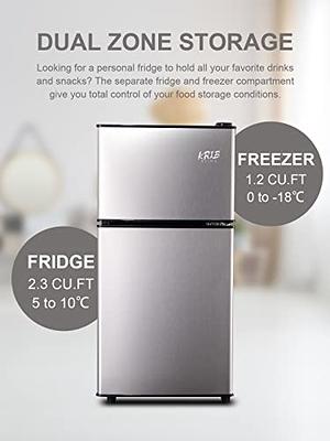 KRIB BLING Compact Refrigerators with Freezer, 3.5 Cu.ft Mini Fridge with 7  Level Temp Adjustable Thermostat, Small Fridge for Apartment, Office