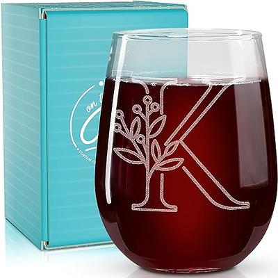 Monogram Glasses Set of 2, Stemless Wine Glass, Engraved Personalized  Gifts, Custom Name Glass, Monogrammed, Gifts for Her, Gift for Women 