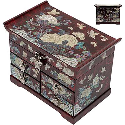 February Mountain Mother of Pearl Small Jewelry Box - Crane Design