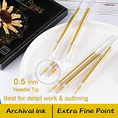 Gold Gel Pens, 0.8 Mm Fine Pens Gel Ink Metallic Gold Pens For Black Paper  Drawing, Sketching, Illustration, Adult Coloring, Journaling, Set Of 6
