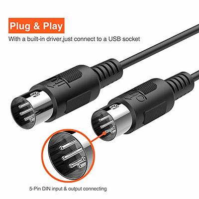USB MIDI Cable Converter USB Interface to In-Out MIDI Cord Works for PC  Laptop to Piano Keyboard in Music Studio 6.5Ft 