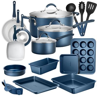 Granite Stone Pots and Pans Set 20 Piece Complete Cookware Bakeware Set  Nonstick Dishwasher Oven Safe Blue