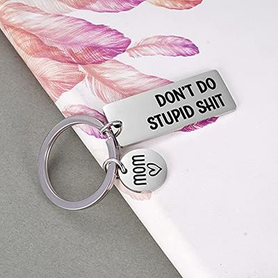 Don't Do Stupid {Poop Emoji}, Personalized Keychain