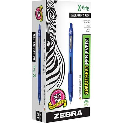 ZEBRA , bulk pack of 24 ink pens, Z-Grip Retractable ballpoint pens Medium  point 1.0 mm, 12 black & 12 Blue pens combo pack