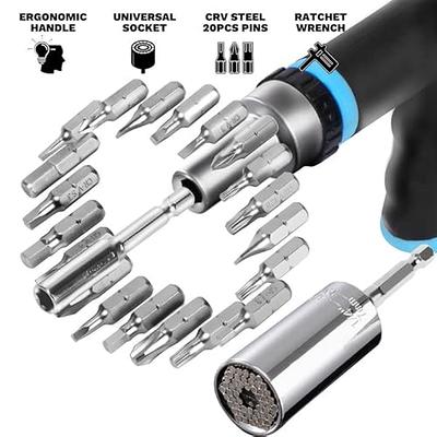 Super Universal Socket Gifts for Dad Men - Tool Socket Set with Power Drill  Adapter Multi Socket Grip Stuff Cool Stocking Stuffers Gadgets for Men