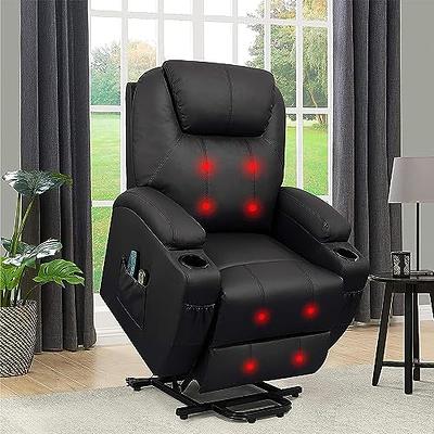 Mcombo Electric Power Lift Recliner Chair with Extended Footrest for Elderly People, 3 Positions, Hand Remote Control, Lumbar Pillow, 2 Cup Holders