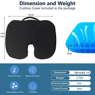 YOKYAK Gel Seat Cushion for Long Sitting, Extra Large Gel Cushion for  Wheelchair Reduce Sweat, Desk Chair Cushion, Seat Cushion for Back Pain Car  Office Chairs Kitchen Chairs Pressure Relief (U-Blue) 