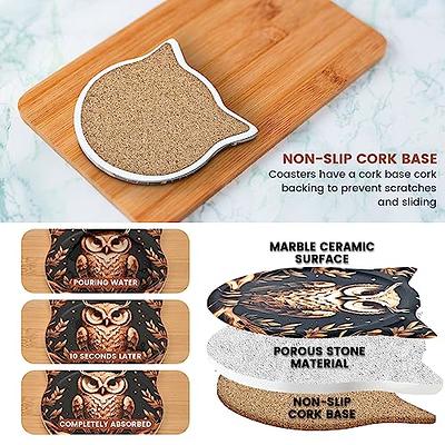 Coasters for Drinks Absorbent 4 Pack Ceramic Coasters Set,4 Stoneware Cup  Mats with Cork Base Protection,Suitable for Kinds of Cups,Perfect Table