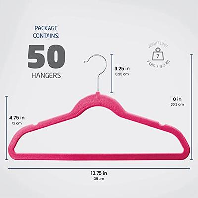 Zober Velvet Ultra Slim Non Slip Shirt Hangers, 50 Pack, Blush, Pink