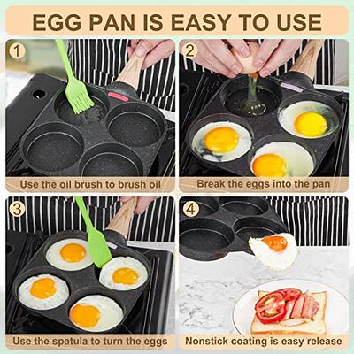 MyLifeUNIT Egg Frying Pan, 4-Cup Nonstick Fried Egg Pan, Aluminum Egg  Cooker Pan with Lid and Spatula