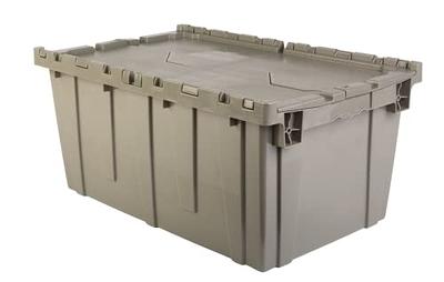 Choice 22 x 15 x 17 Large Stackable Grey Chafer Tote / Storage Box with  Attached Lid