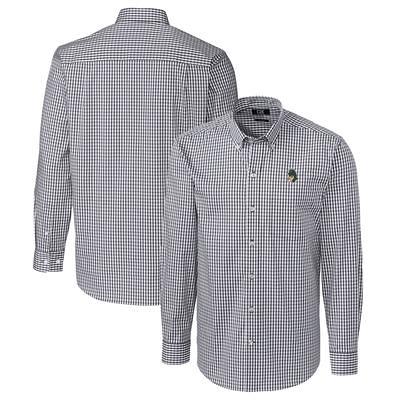 Men's Cutter & Buck Blue Los Angeles Rams Helmet Stretch Oxford Long Sleeve Button-Down Shirt