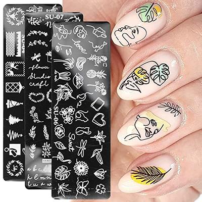 Reusable Nail Art Stamping Plates DIY Flower Nail Stencils Template -Gels  Polish