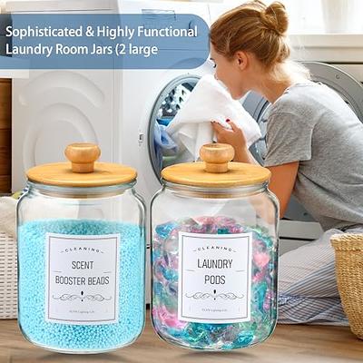 Skywin Gallon Pump Dispenser - Glass Laundry Detergent Dispenser for Laundry Room Good As Laundry Detergent Dispenser Glass Jar , Fabric Softener