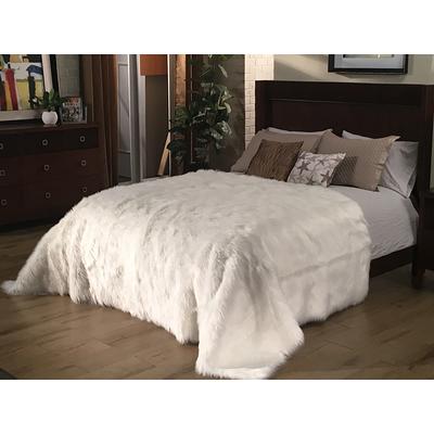 Embossed Cable Rabbit Ivory 50 in. 70 in. Plush Faux Fur Throw