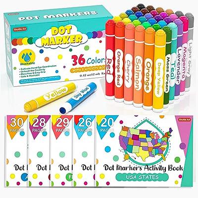 Jar Melo 12 Colors Washable Dot Markers Kit for 3-8+ Age Kids, Non Toxic Dot Paint Markers with 108 Free PDF Activity Book & Physical Sheets 2.1 fl.oz