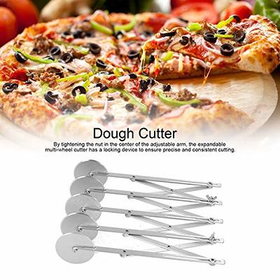 7 Wheel Pastry Cutter Roller Stainless Steel Pizza Slicer Multi-Round Dough Cutter Adjustable Ravioli Pizza Noodle Cutter Wheel