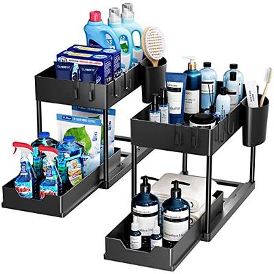 MERRYBOX Under Sink Organizers and Storage, Sliding Under Bathroom Cabinet  Organizer, 2 Tier Kitchen Under Sink Organizer Pull Out Drawer with 4