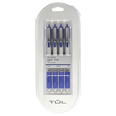 TUL Retractable Gel Pens, Needle Point, 0.5 mm, Gray Barrel, Assorted  Bright Ink Colors, Pack Of 8