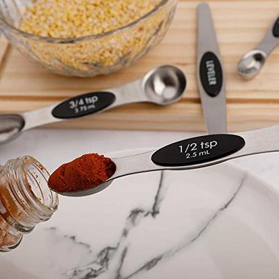 6 PCS Double Sided Measuring Spoons Set Stackable Magnetic Measuring Spoons  Stainless Steel Teaspoon Kitchen Baking and Cooking Supplies for Dry or