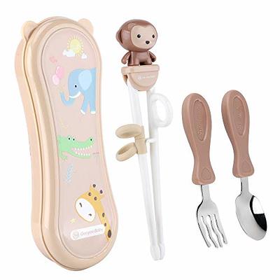 HIWOOD Baby Self Feeding Training Spoon and Fork Set with Travel Case,  BPA-Free Cute Circle Toddler Training Utensils, Silicone/ABS Great  Tableware Set Spoons Fork for Kids(Deep Green & Light Yellow) - Yahoo