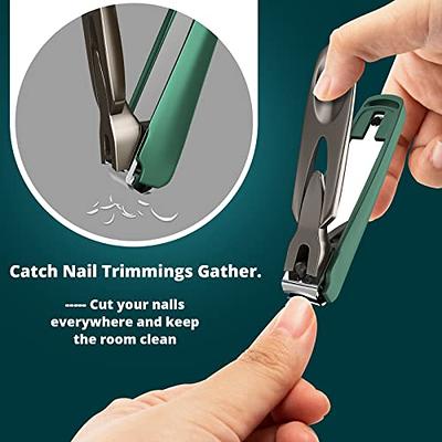 Nail Clippers with Catcher , 2Pcs Fingernail Clippers Toenail Clippers Set,  No Splash Nail Clipper with Nail File Toe Finger Nail Cutter for Men Women