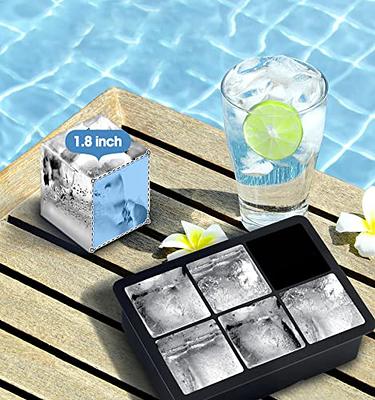 HONYAO Whiskey Cocktail Ice Mold, Silicone Round Ice Ball Maker Mold Large  Square Ice Cube Tray with Lid - 6 Ice Balls + 6 Ice Cubes Black 