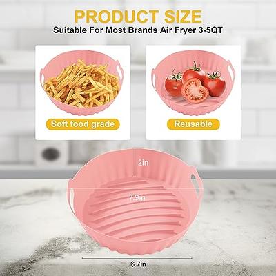 Air Fryer Liners Silicone, 2 Pack Air Fryer Pots Air Fryer Pan Liners  Reusable Silicone Air Fryer Liners for 3-5QT Air Fryer Accessories Pink and
