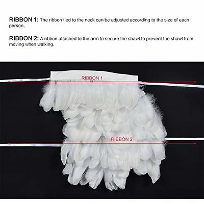 MoreChioce Feather Shawl for Women, Natural Rooster Feather Scarf Feathers  Neck Collar Feather Shrug Cape Shawls