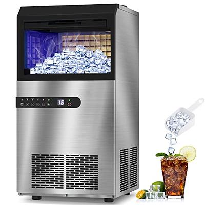 SOUKOO 2 in 1 Countertop Water Ice Maker, 48lbs Daily Ice Cube  Makers,Stainless Steel,Tabletop Ice Maker Machine with a Scoop and a 4.5  Pound Storage