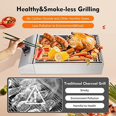 Commercial 1800W Electric Indoor Grill, Smokeless Grill Barbecue Oven Grill  Stainless Steel For BBQ Equipment with Extra-Large Drip Tray 122° F-572° F  - Yahoo Shopping