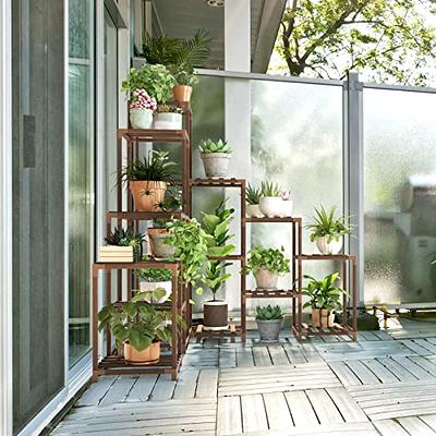 4 Tiers 11 Potted Wood Tall Plant Stand ,Indoor For Plants Multiple Tiered  Corner Plant Shelf Outdoor Plant Holder, Brown - Yahoo Shopping