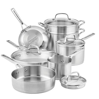 OXO Mira 3-Ply Stainless Steel Cookware Pots and Pans Set, 10-Piece - Yahoo  Shopping