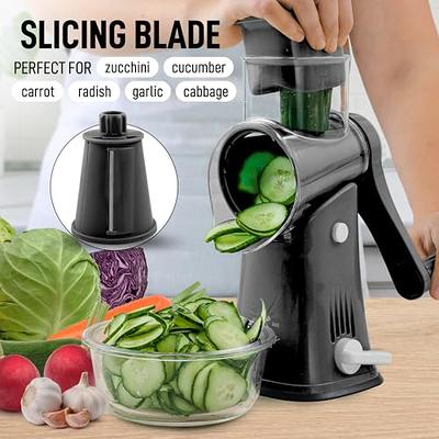 5 in 1 Rotary Cheese Grater with Handle [5 Interchangeable Stainless Steel Blades] - Green A Home