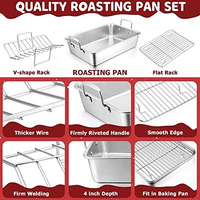 Heavy Duty Aluminum Roaster Pan with Handles