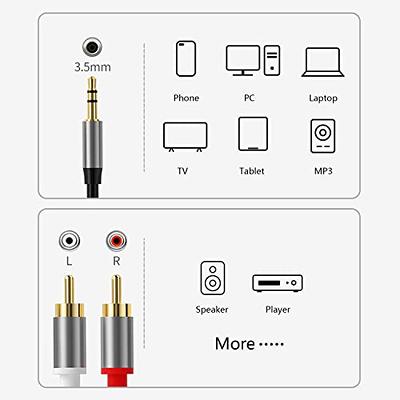  UGREEN 3.5mm to Aux Audio Adapter Cable, 6.6FT Headphone Jack  Adapter Metal Shell Y Splitter Auxiliary Cord 1/8 to Connector for Phone  Speaker MP3 Tablet HDTV : Electronics