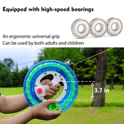 3 Pieces Kite Reel and Kite String with Reel 7 Inches Dia Kite String  Winder Grip Wheel Kite String Reel Kite String Spool with 656 Feet Line and  Safety Lock for Kids